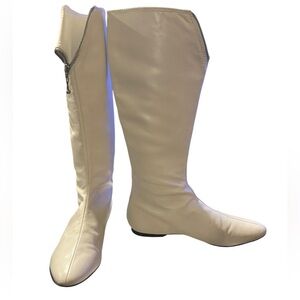 Vintage Belle Sigerson Morrison White Size 9.5 Leather Flat Soles Boots